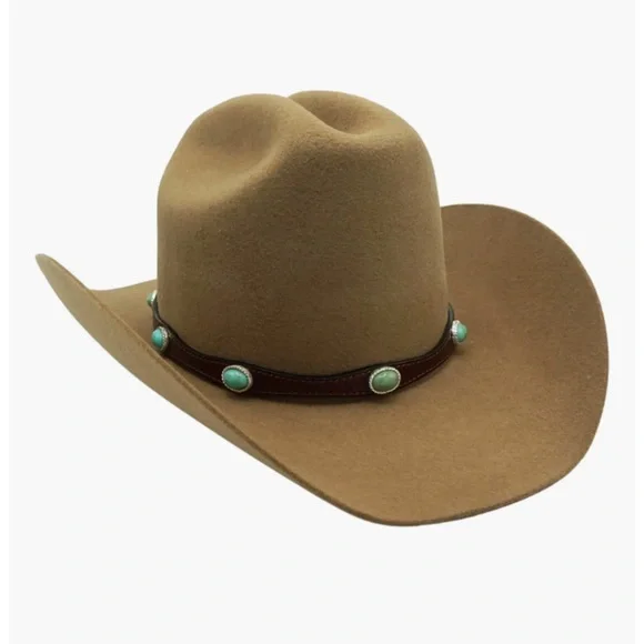 MMModern Monarchie Camel Cody $650Honeycomb texan felt hat with trimSize M/L